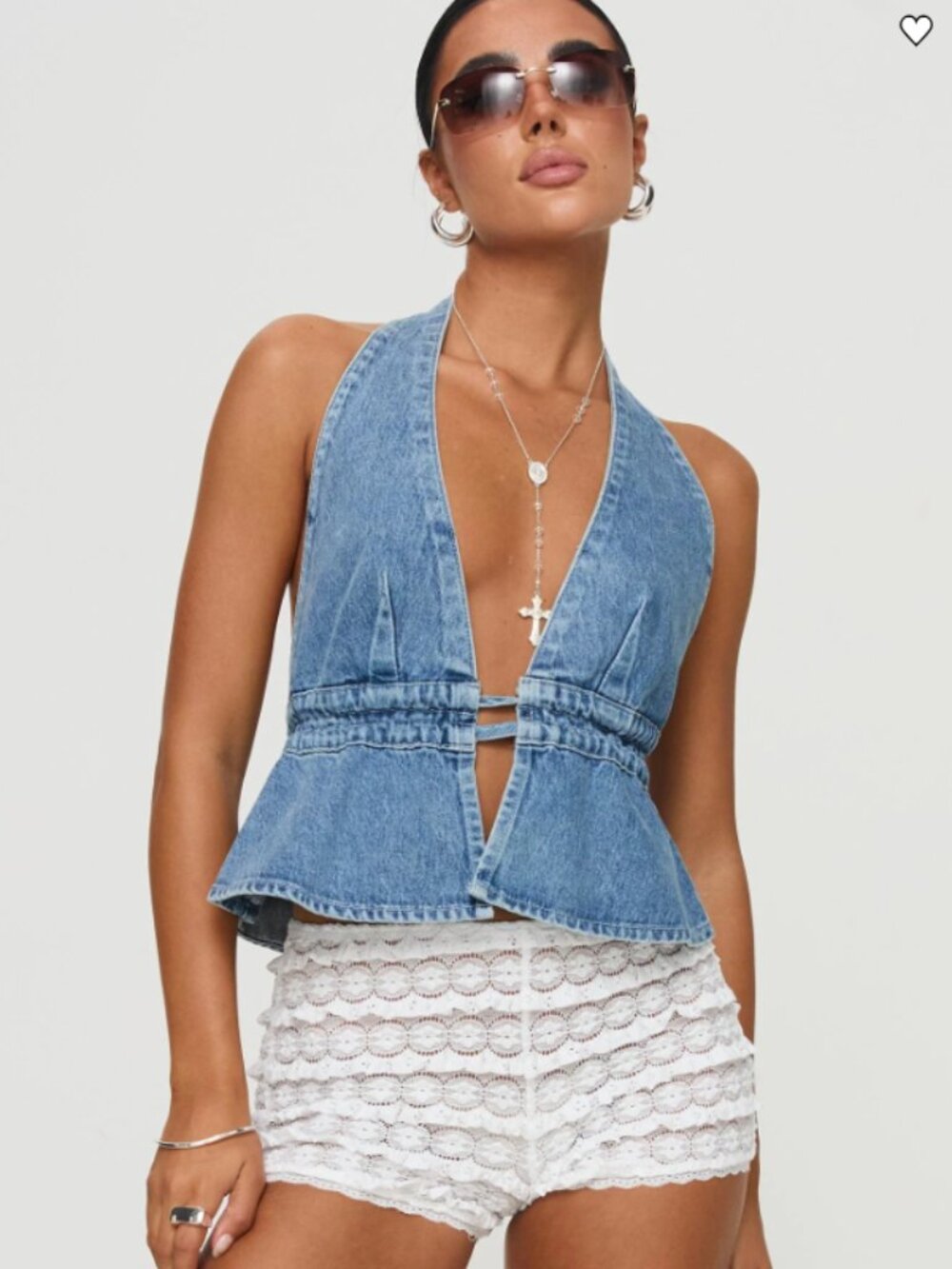 Princess Polly Sequoia Denim Halter Top